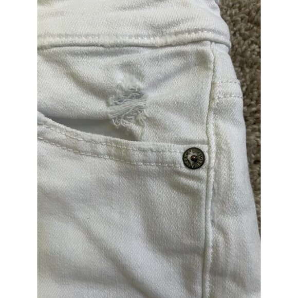 American Eagle Shorts Women Sz 0 White Denim High Waisted Distressed Raw Hem - Picture 6 of 9